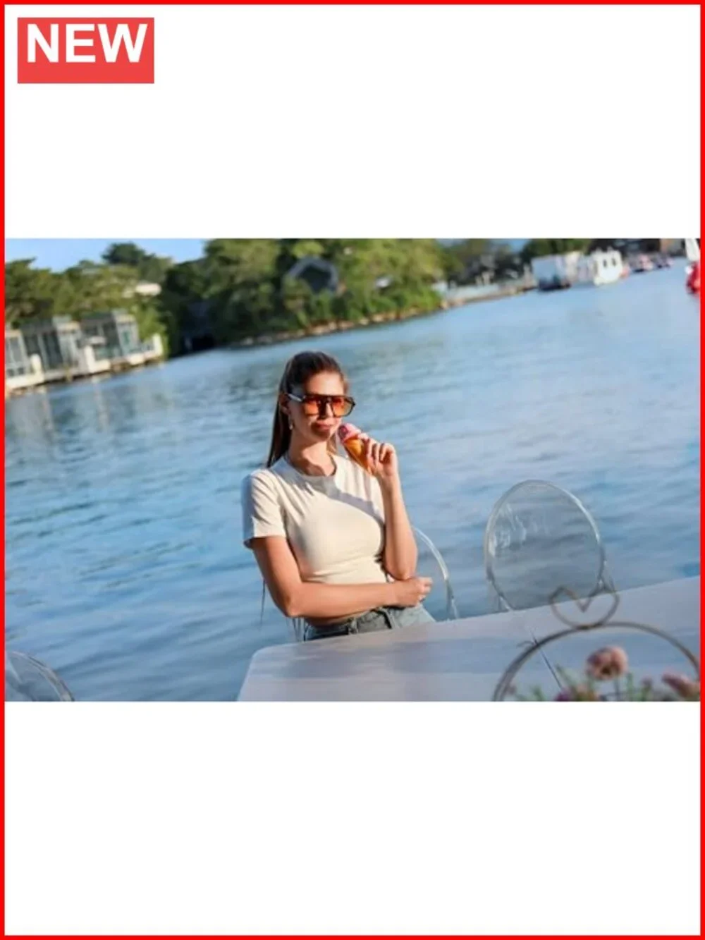 Retro Square Aviator Sunglasses with UV400 Protection, Lightweight Plastic Frame